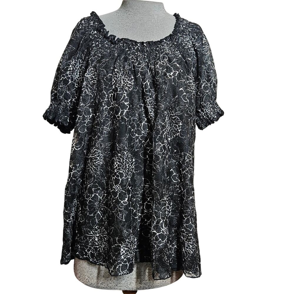 Black Lace Detail Blouse Size 2X